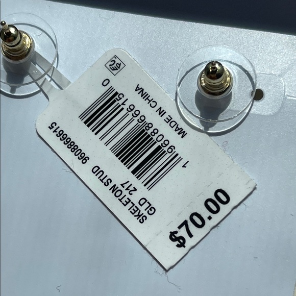 Kendra Scott Skeleton Gold Tone Stud Earrings in Ivory Mother-of-Pearl - Picture 3 of 3